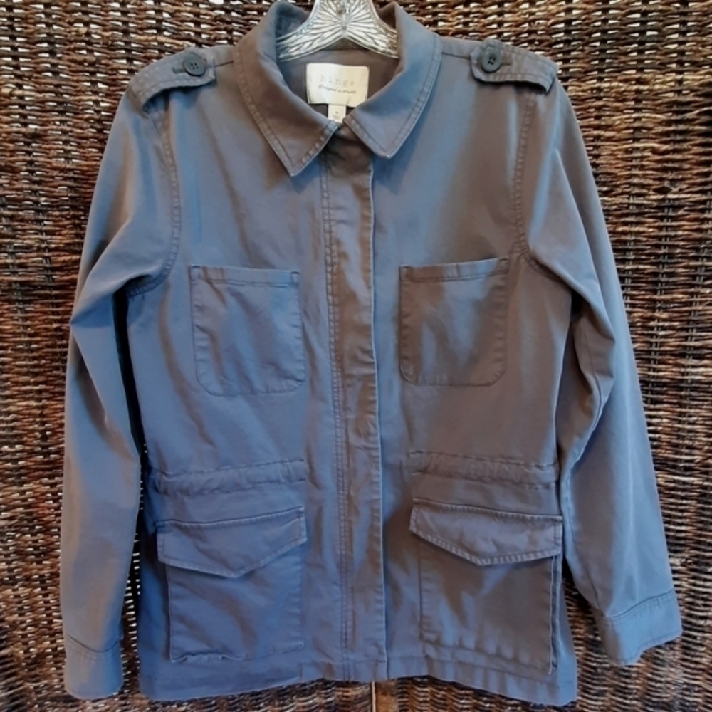 Hinge Longline Boyfriend Military Utility Chore Barn Trench Coat Medium Grey